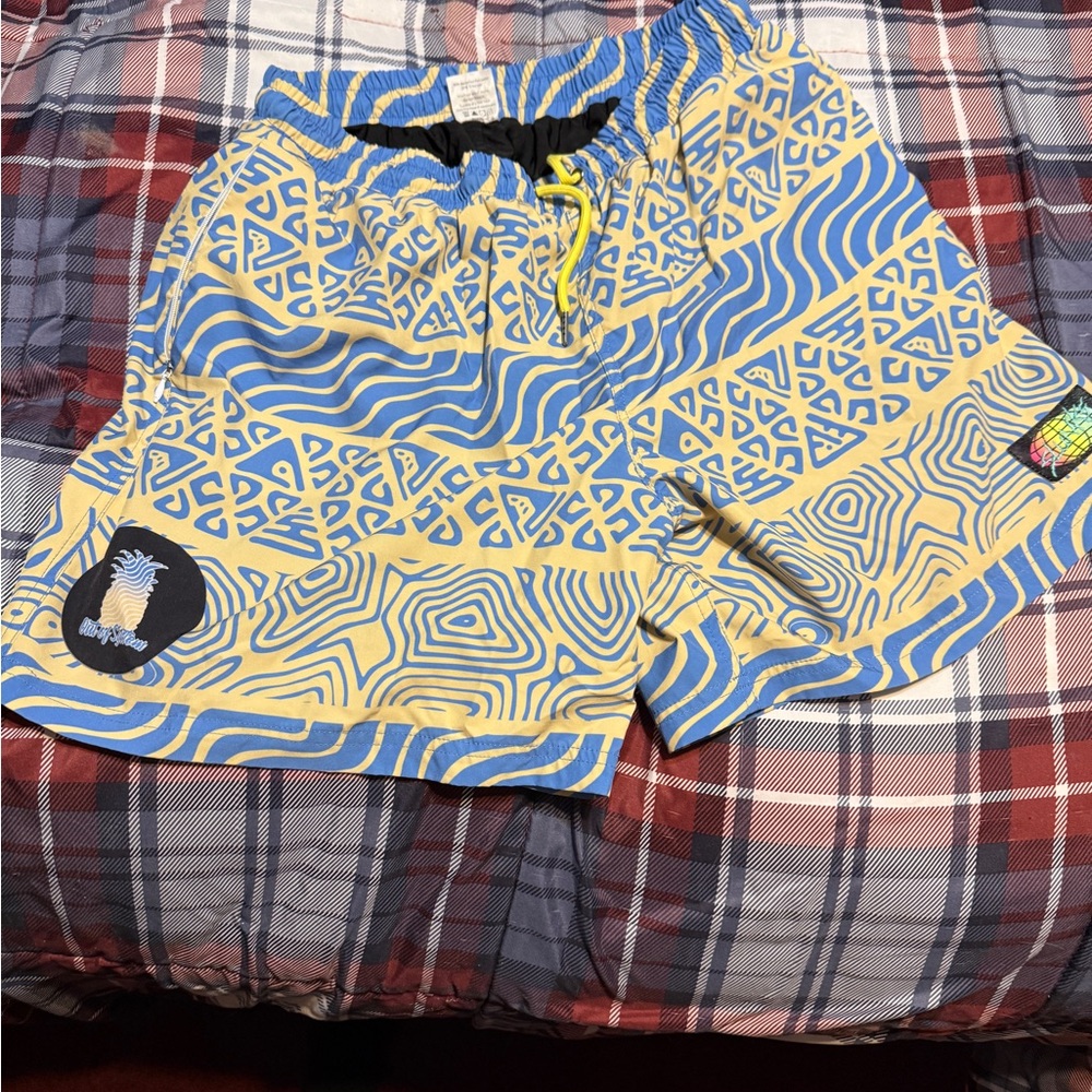 Out of System Vibrant Blue and Yellow Men's Athletic Shorts